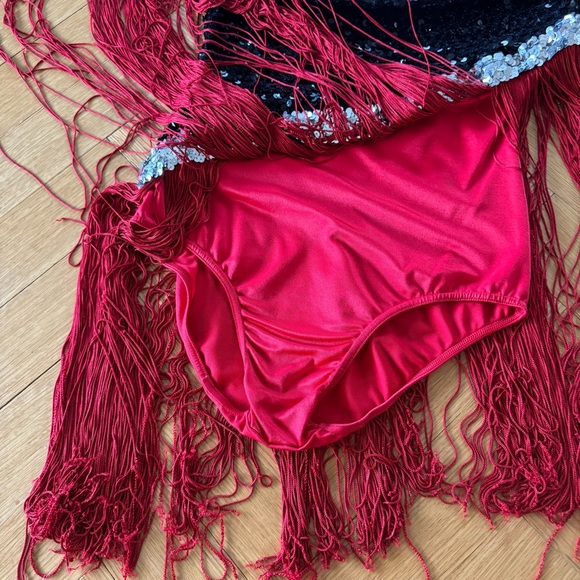 Sequin and Fringe Asymmetrical Bodysuit, UNIQUE! - Picture 9 of 9